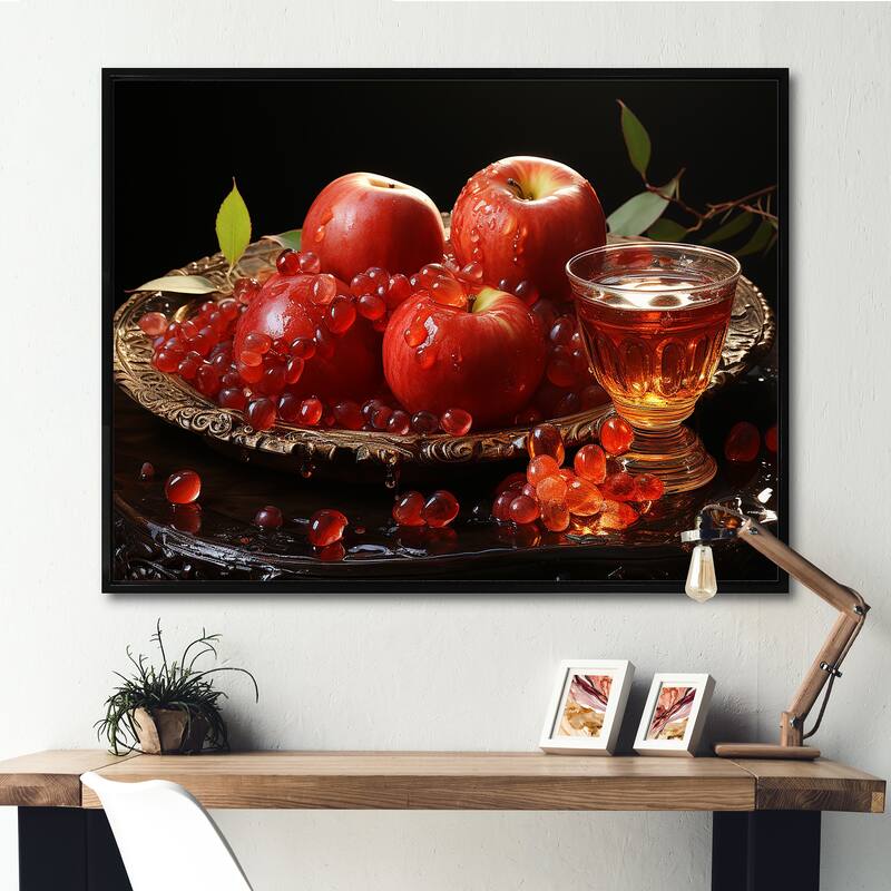 Designart "Judaism Rosh Hashanah Apple Radiance I" Judaism Framed Wall